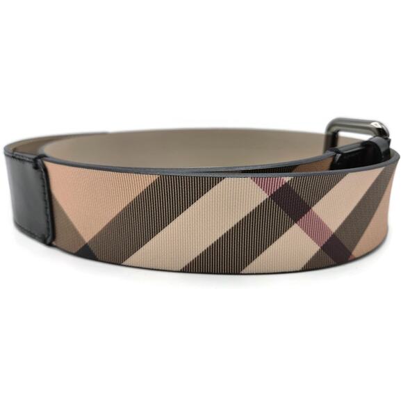 Burberry London Womens Nova Check Coated Belt Beige Leather Trim Size 36 90 main image 6